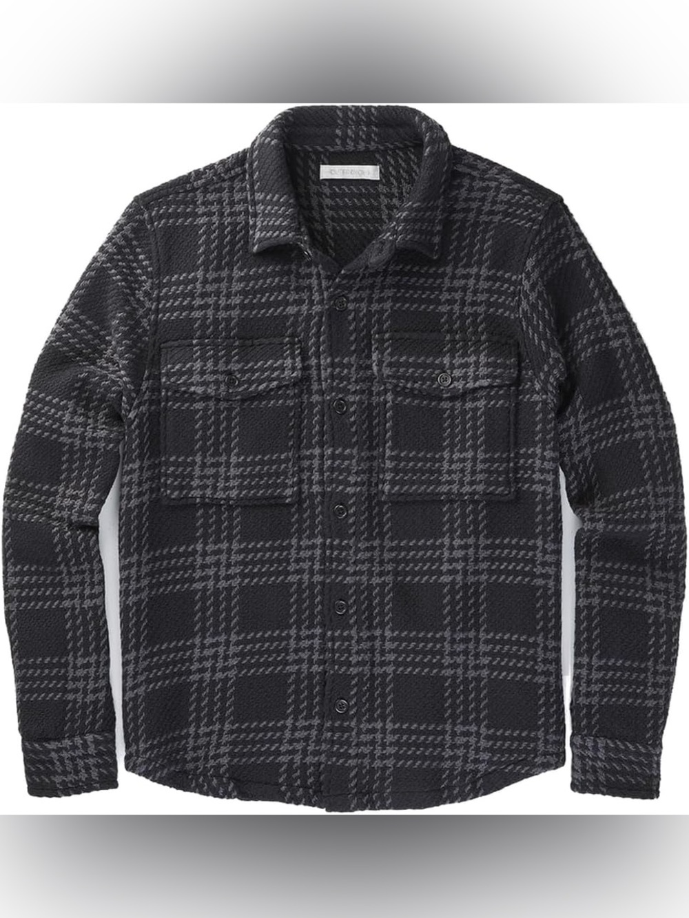Outerknown Men's Black & Gray Plaid Cloud Weave Shirt